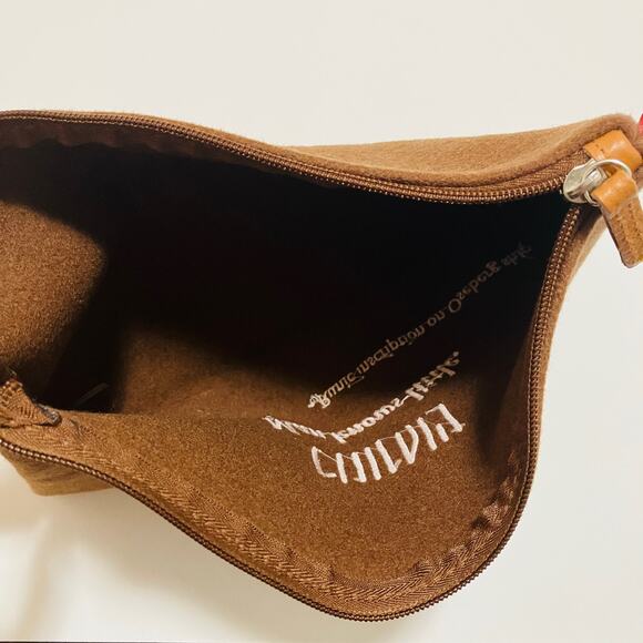 Viking Cruises Brown Travel Toiletry Bag Man Knows Little Runic Quote Wool Blend - Picture 3 of 4